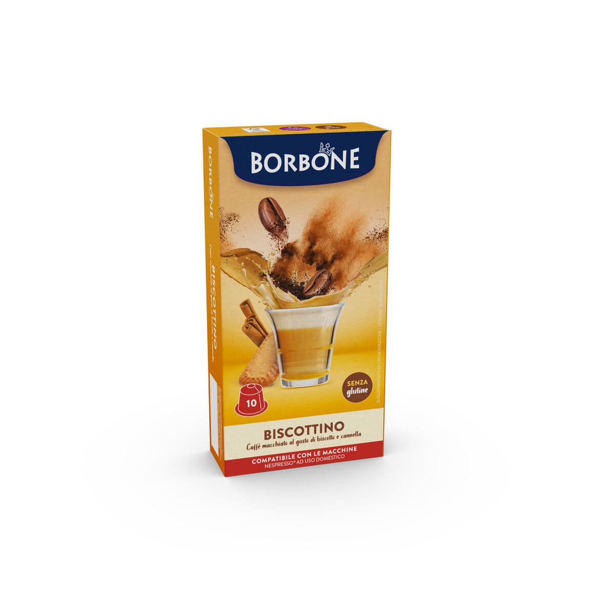 10 Kapseln Biscottino – Milchkaffee mit Keksaroma Caffè Borbone Capriccio | Kompatibel mit Nespresso®* Haushaltsmaschinen