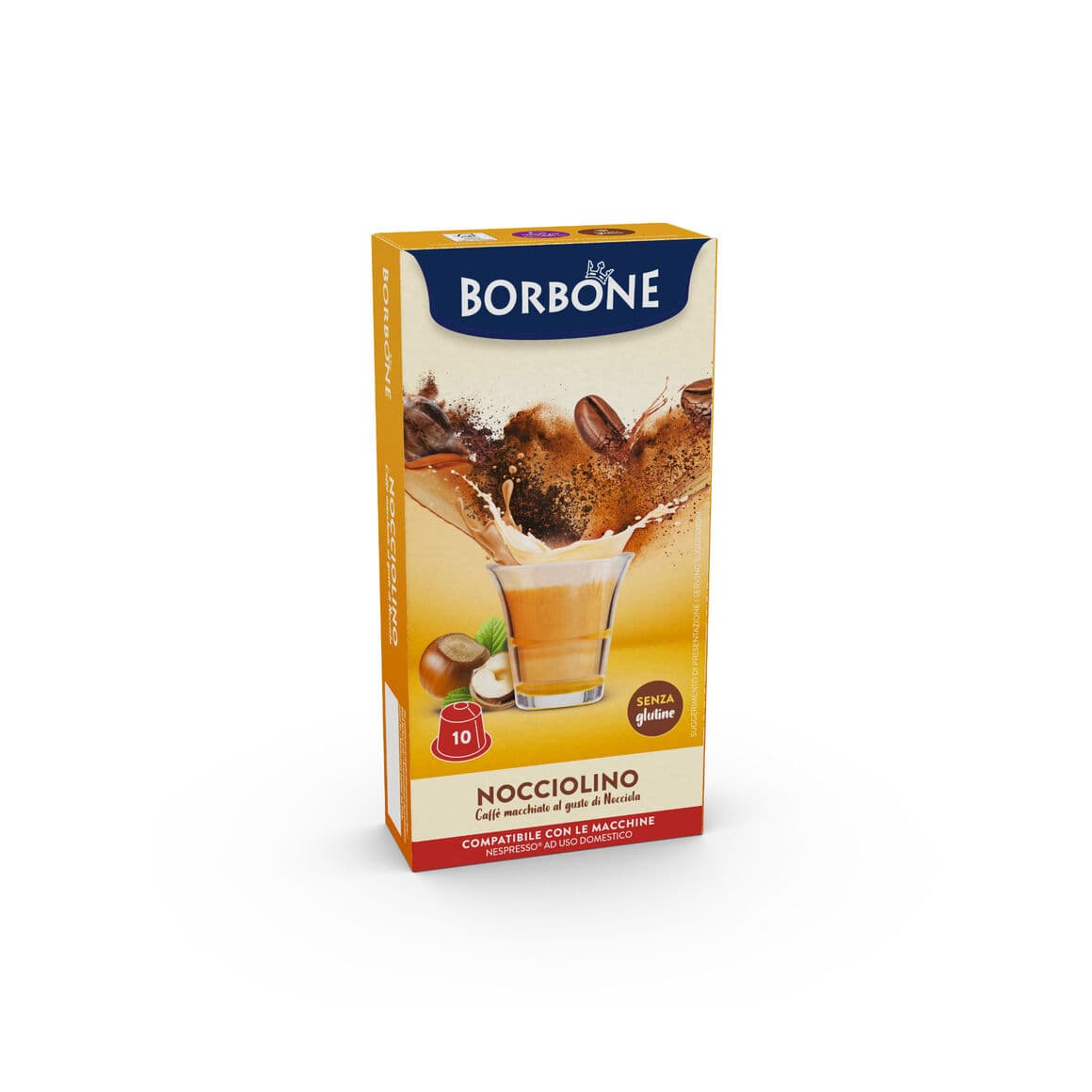 10 Nocciolino-Kapseln – Löslicher Haselnuss-Cappuccino Caffè Borbone Capriccio | Kompatibel mit Nespresso®* Haushaltsmaschinen
